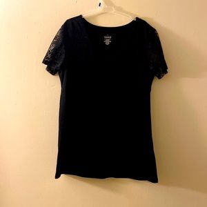Torrid black short lace sleeve shirt